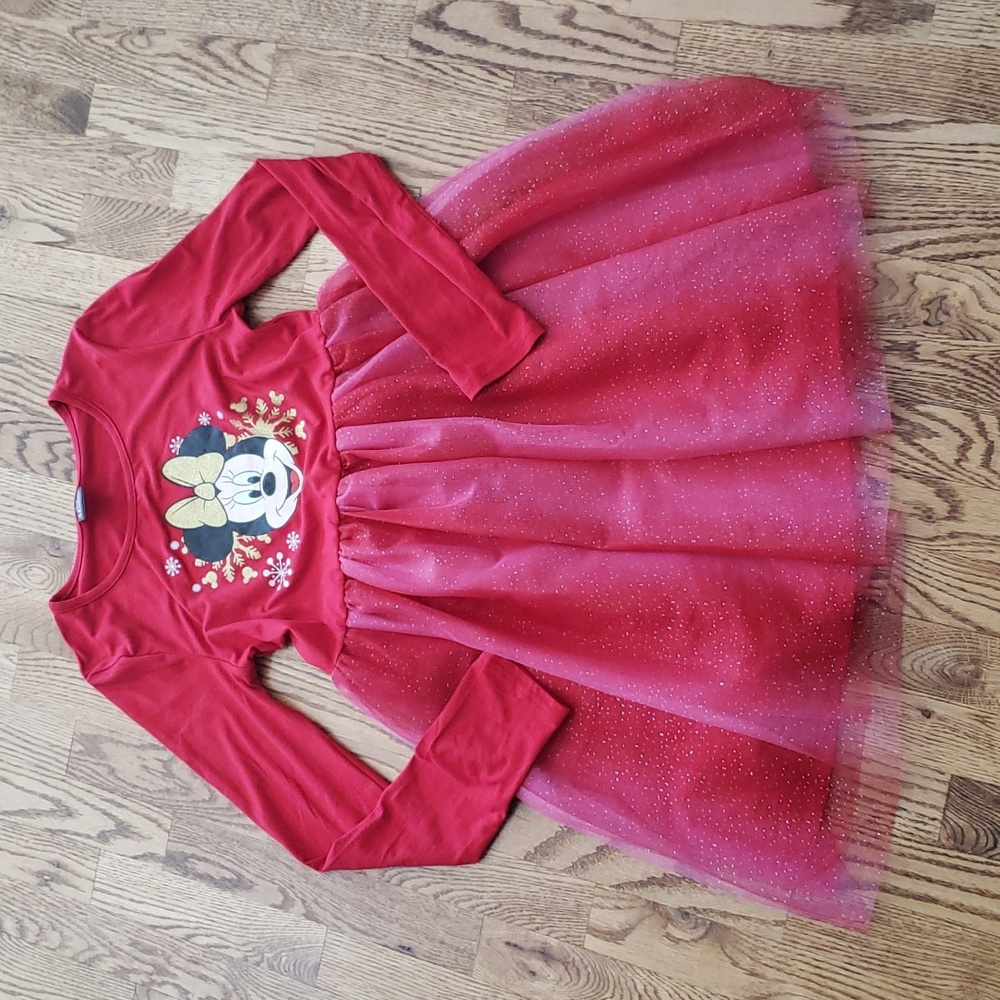 (14-16) Disney's Minnie Mouse Youth Holiday Dress Festive Sparkle Tulle